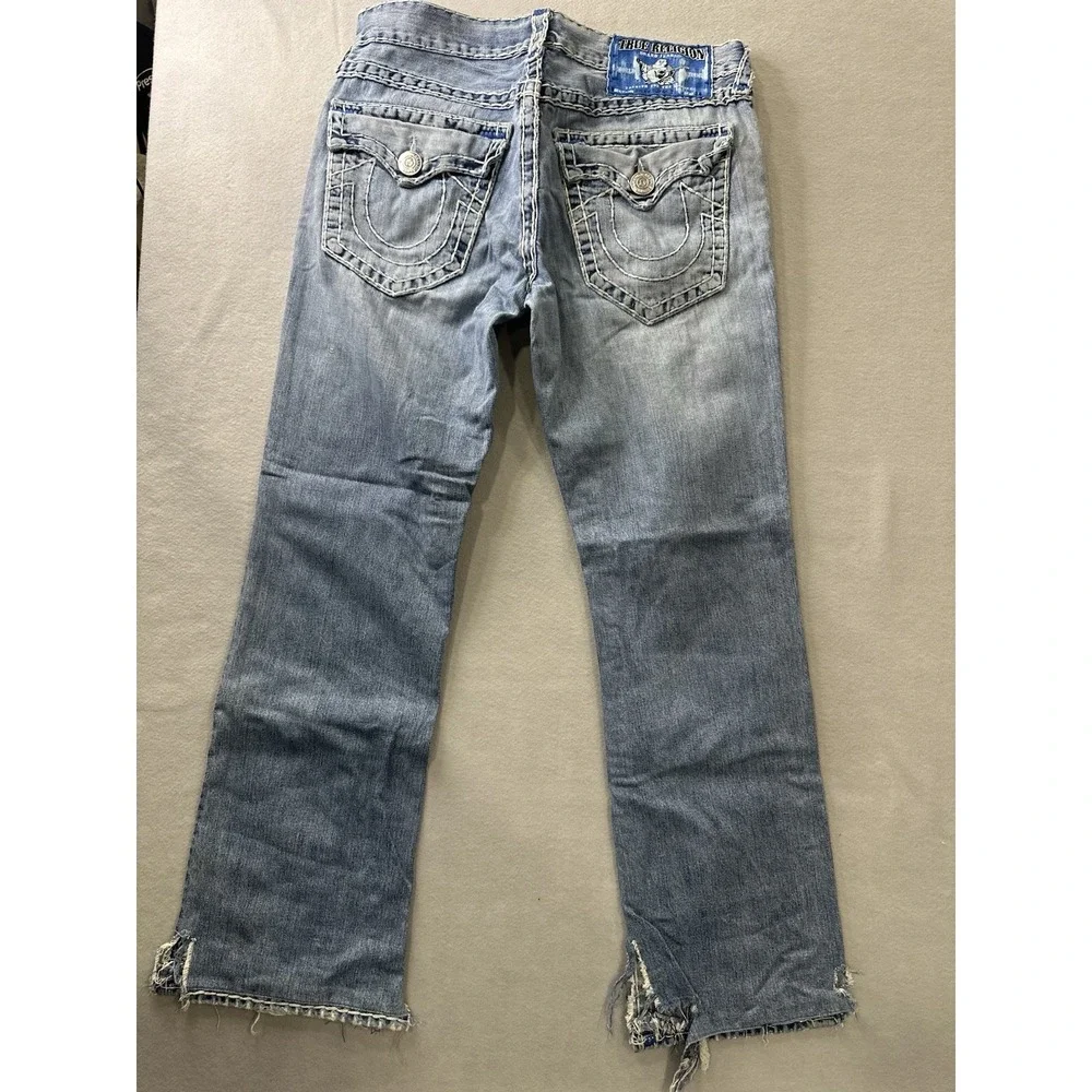 True Religion Ricky Super T White Stitch Jeans Medium Wash Men's 32X30 Rare
